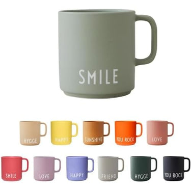 Design Letters Kaffeebecher mit Henkel | Ideal als Geburtstagsgeschenk für Frauen & Männer, Lieblingsmensch Geschenk, Personalisierte Geschenke | Dänisches Design Porzellan Tasse | Kaffeetassen, Grün im Sale
